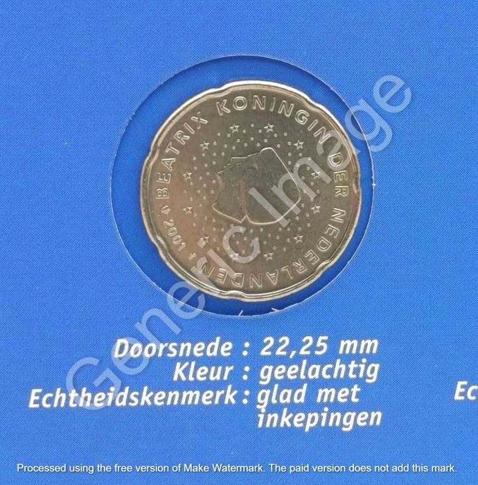 Conjunto introdutório selado de moedas de euro da Holanda de 2001