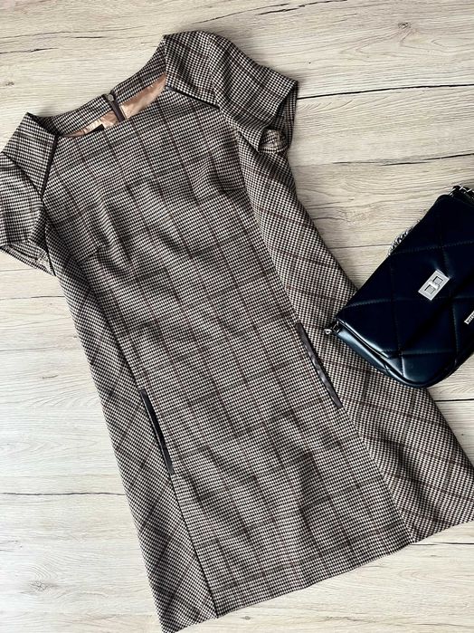 Sukienka w kratę na grubych ramiączkach elegancka casualowa Next S/36