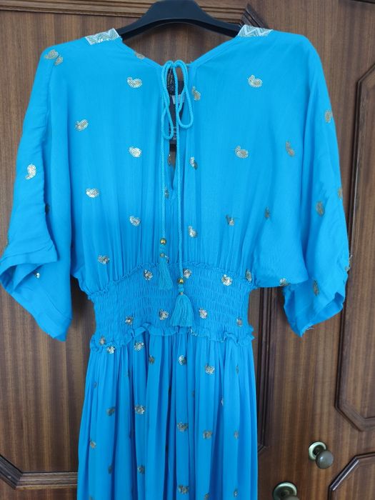Vestido maxi turquesa