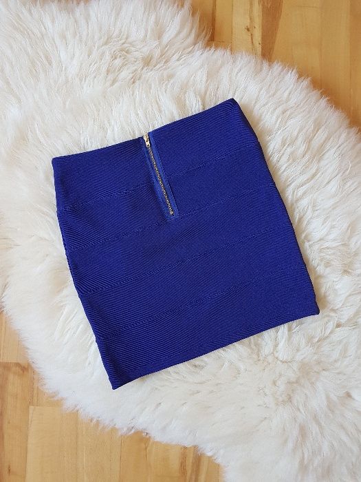 Granatowa spódnica bandażowa TopShop Bodycon Zip Zamek 36 38