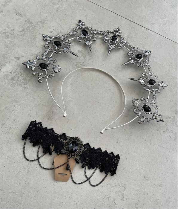Gotycka opaska na glowe koronkowy choker roz.uni Halloween cosplay
