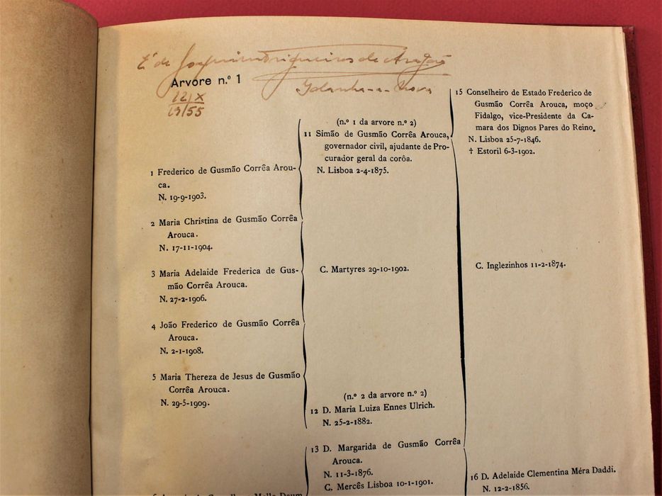 Arvores de Costado genealogia de Simão de Gusmão Correia Arouca