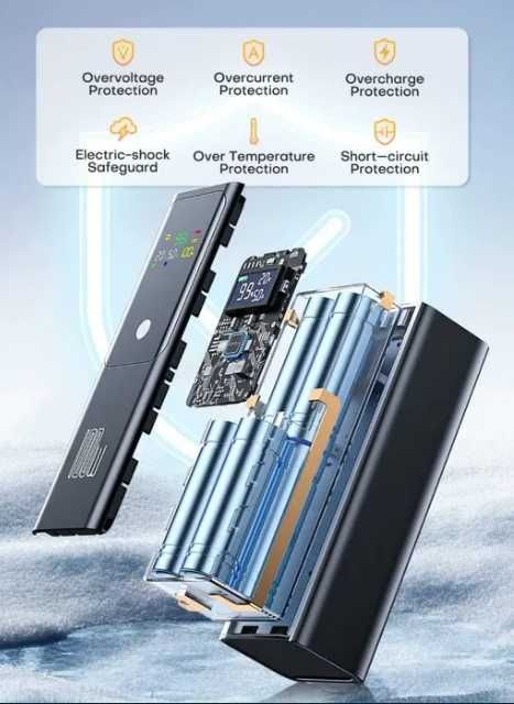 новий Power Bank QOOVI 100W PD 3.0 20000 мАг / підходить для ноутбуків