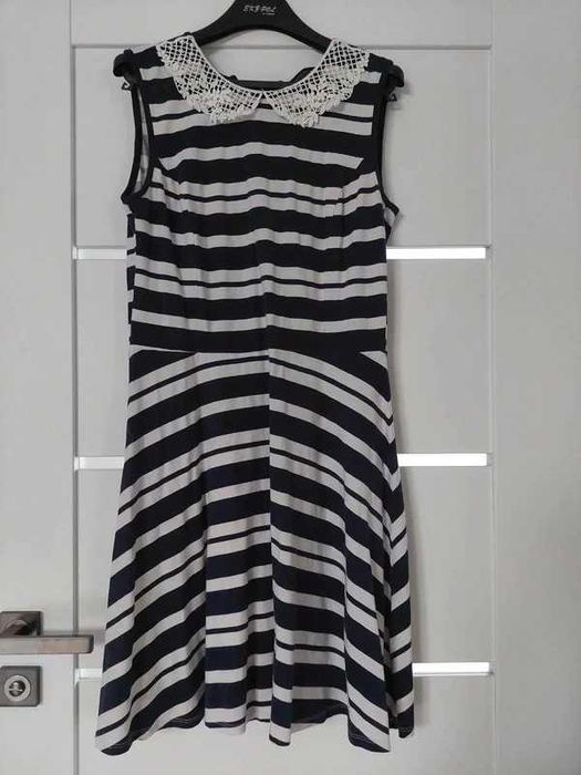 Granatowa sukienka w paski rozm. 40 dorothy perkins