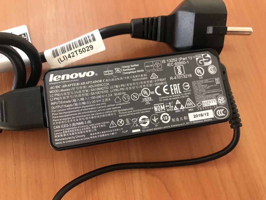 Блок питания для ноутбука Lenovo 20 V 2,25 A ADLX45NCC3A Оригинал