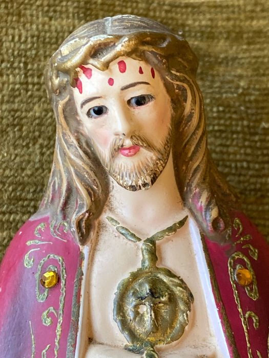 Senhor Santo Cristo Dos Milagres 15 cm Antigo olhos vidro Assinado JR