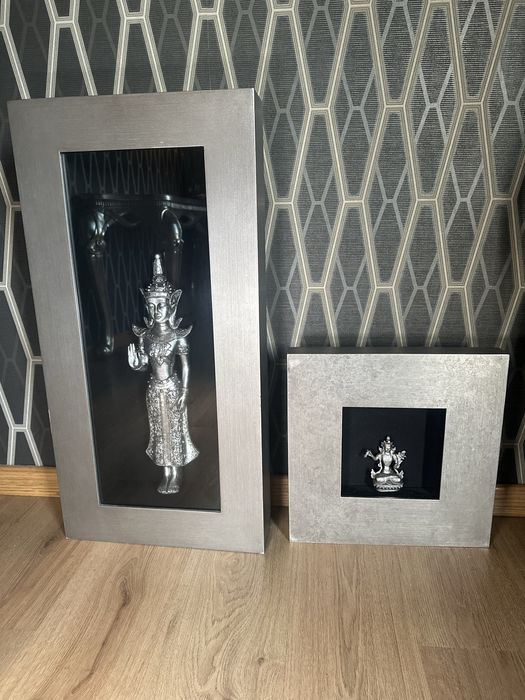 Conjunto de Quadros Buda Prateados – Vendido Separado ou em Conjunto