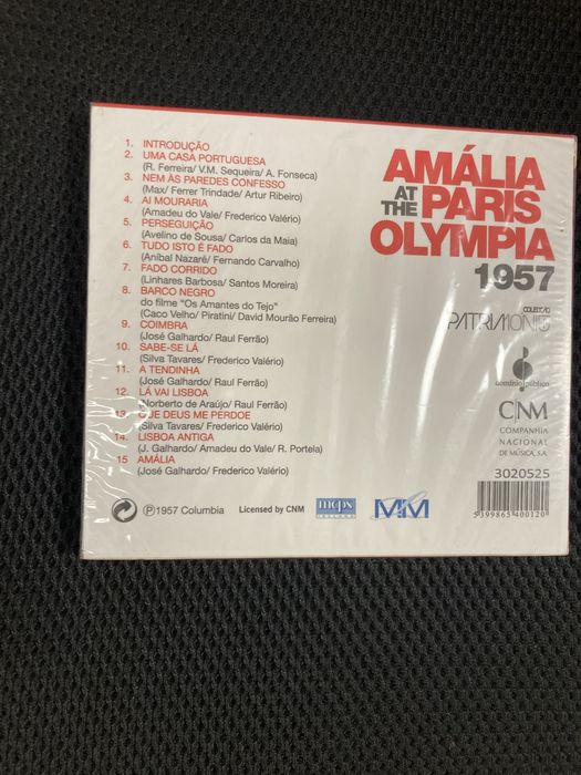 Cd Amália Rodrigues, 1957 Olympia Paris Selado