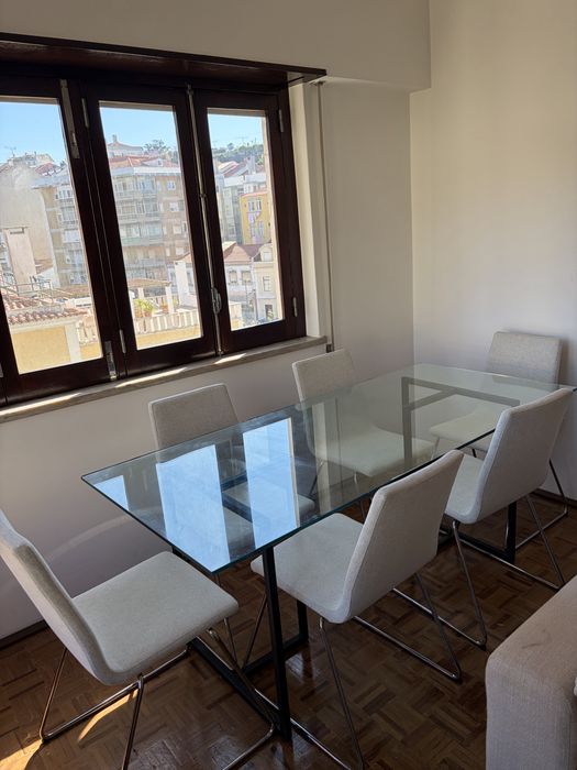 Mesa de vidro 6 cadeiras