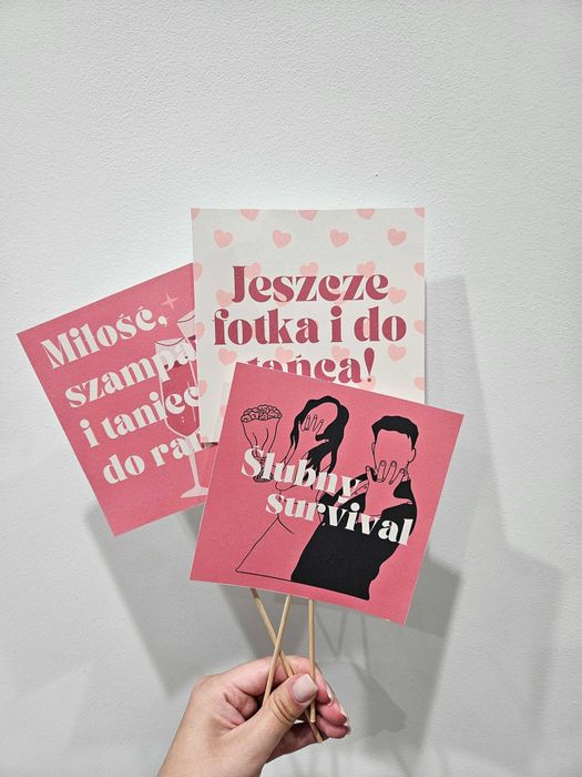Zestaw rekwizytów tabliczek do zdjęć | Ślub | Wesele | różowe