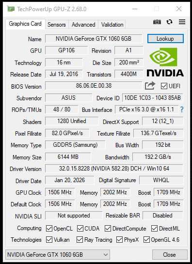Asus GTX 1060 Turbo 6Gb