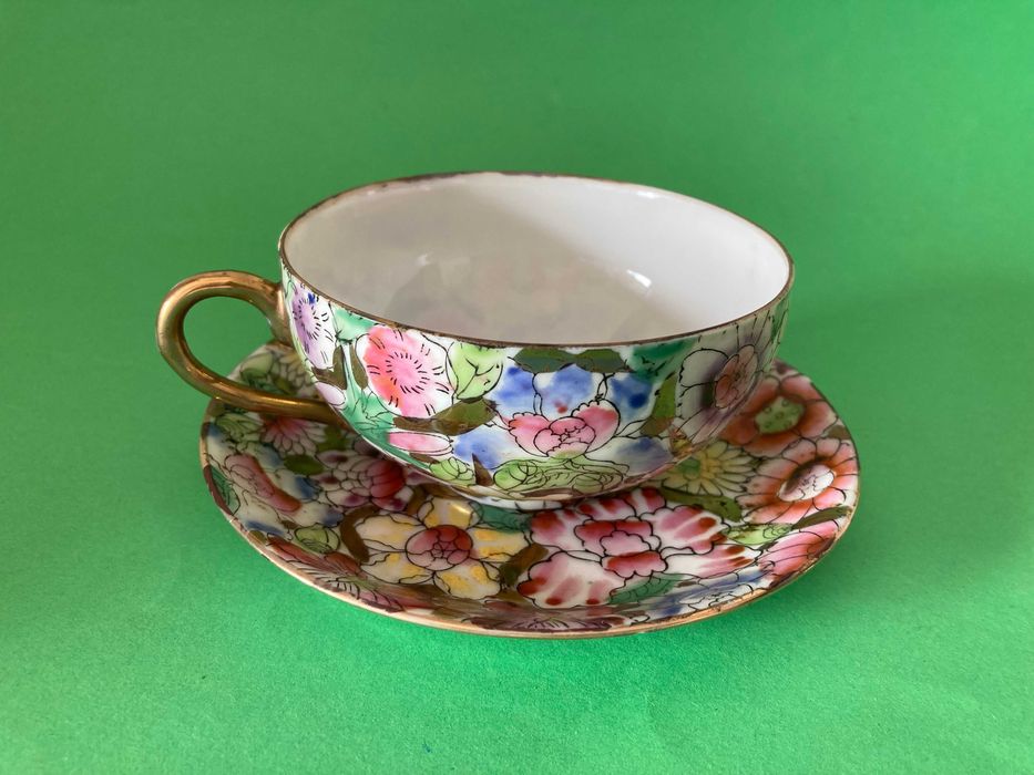 Chávena e pires porcelana casca ovo Fabricado em Macau Antiga chinesa