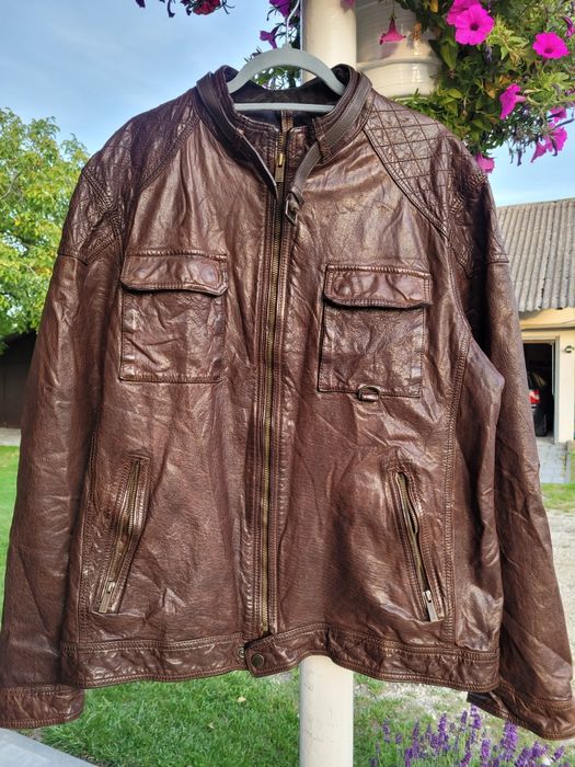 Kurtka skórzana męska brąz Massimo Dutti xxl piękna