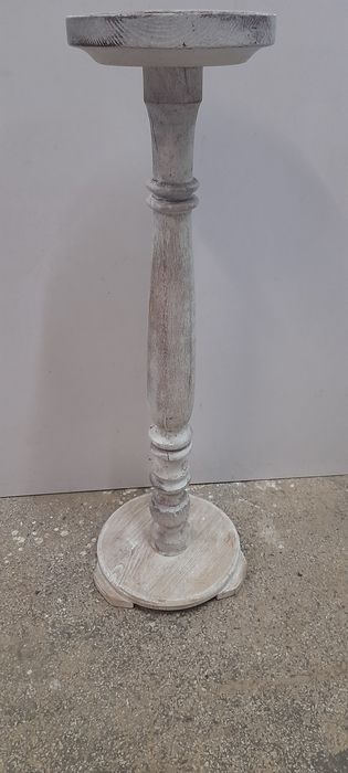 Kwietnik stojący drewniany toczony biały bielony stary po wojenny