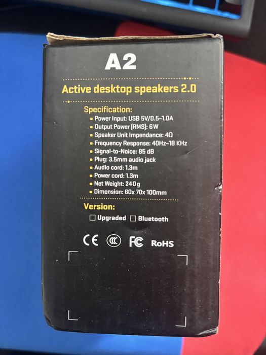 Głośniki komputerowe stereo RGB | USB + AUX 3,5 mm