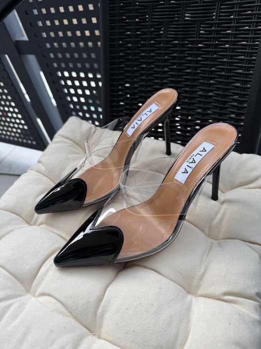 Туфлі-мюлі Alaïa Heart Алая прозорі, сердечко, білі і чорні, 36 розмір