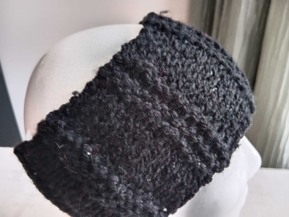 Opaska na głowę czapka handmade czarna unisex