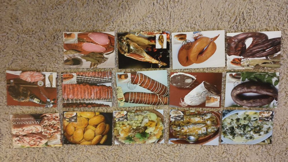14 postais com selo e carimbo 1º dia - Gastronomia