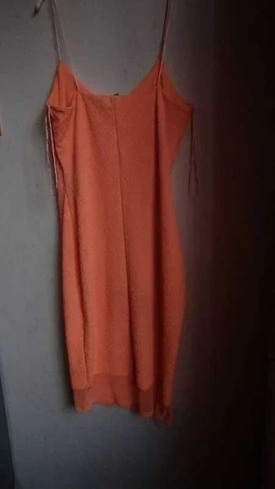 River Island Neonowa koralowa brzoskwiniowa sukienka wzory M L