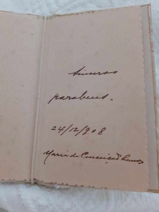 Capa em cartão grosso,  flor relevo para enviar c. presentes de 1908