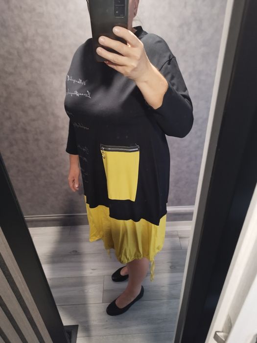 Sukienka 2xl czarno-żółta