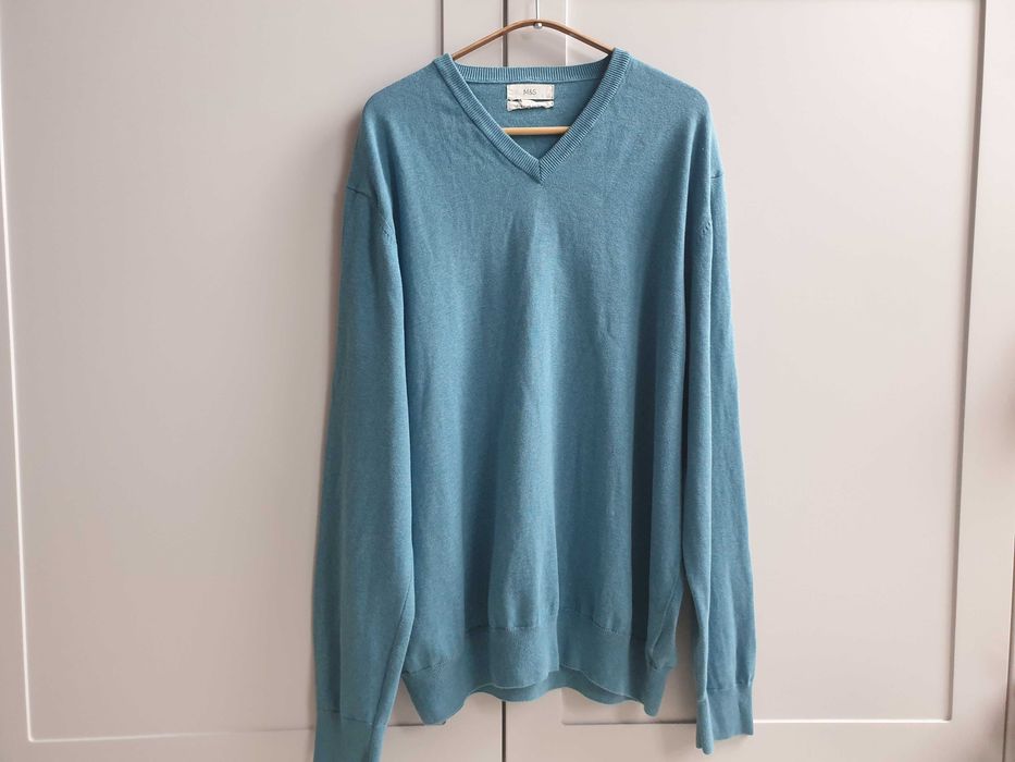 Turkusowy bawełniany sweter M&S 2XL męski