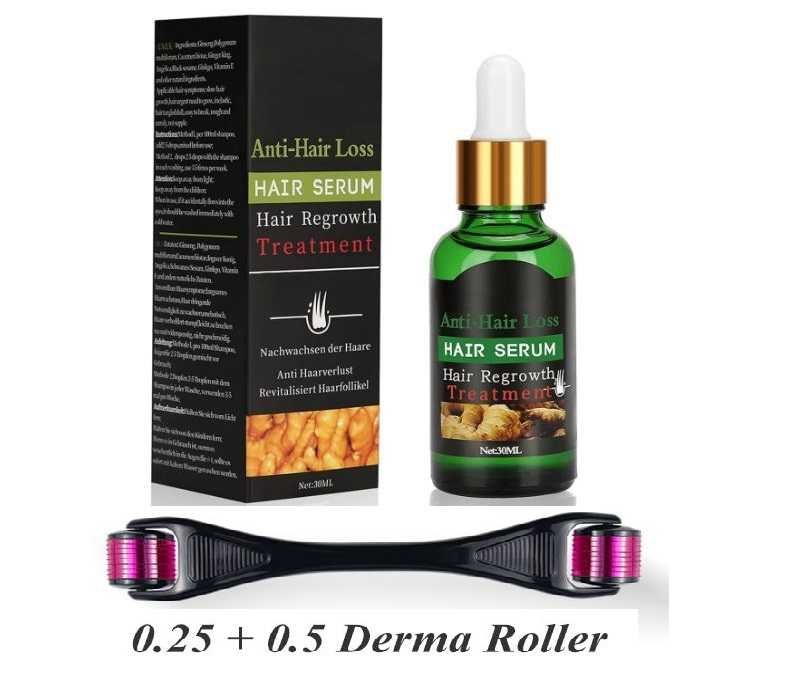 Mezoterapia Igłowa Rolka 540 Igieł Dwustronny + Serum Na Włosy