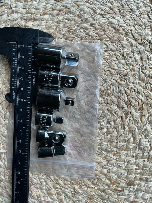 Набір 6шт адаптерів перехідників 1/2 3/8 1/4 подовжувач crome-vanadium