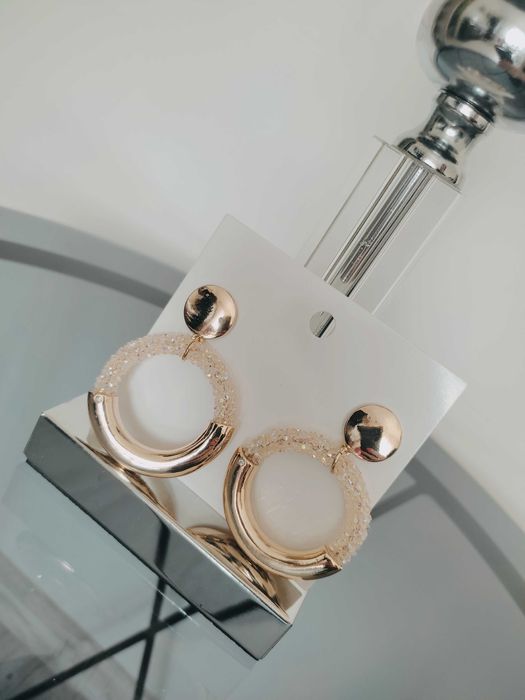 Złote okrągłe kolczyki h&m