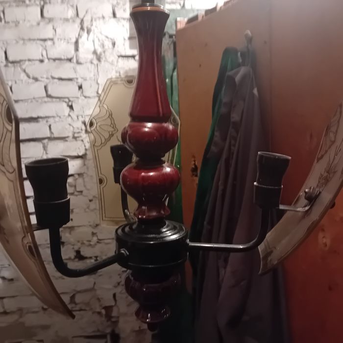 szklany żyrandol stary prl e27