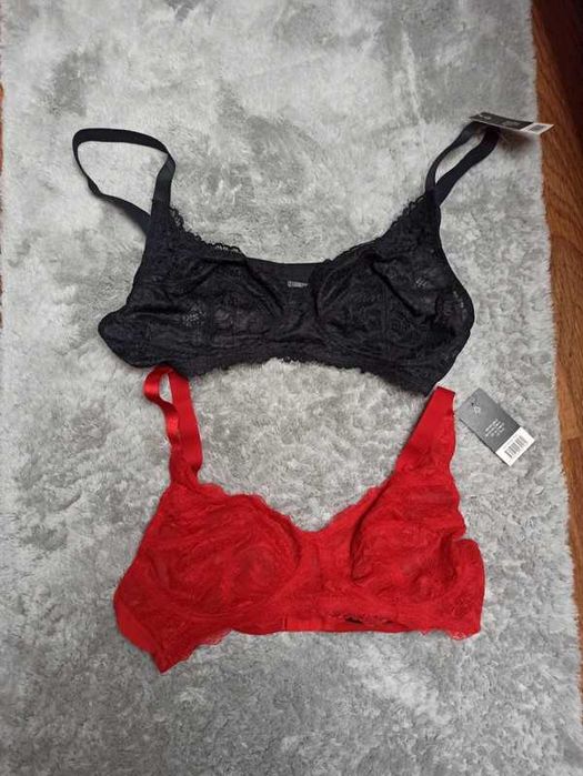 2 szt. Damski biustonosz koronkowy z szerokimi ramiączkami 85C