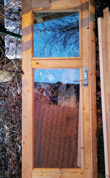 Drzwi/Okna Balkonowe/tarasowe drewniane z futryną.