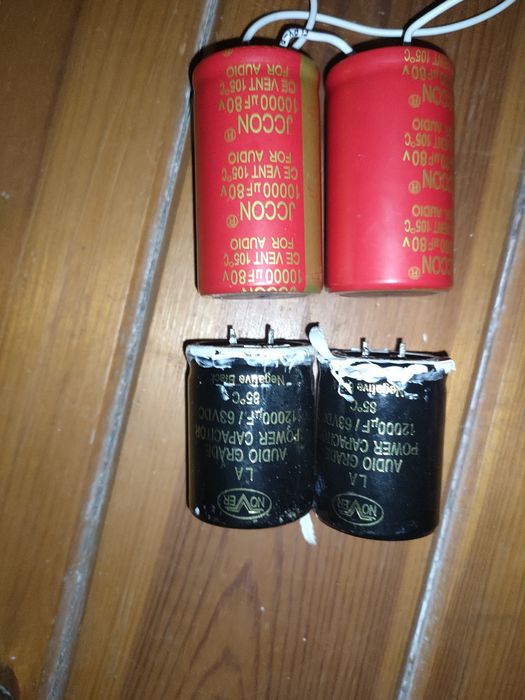 Zestaw kondensatorów Audio: JCCON 10000uF 80V + NOVER LA 12000uF 63V