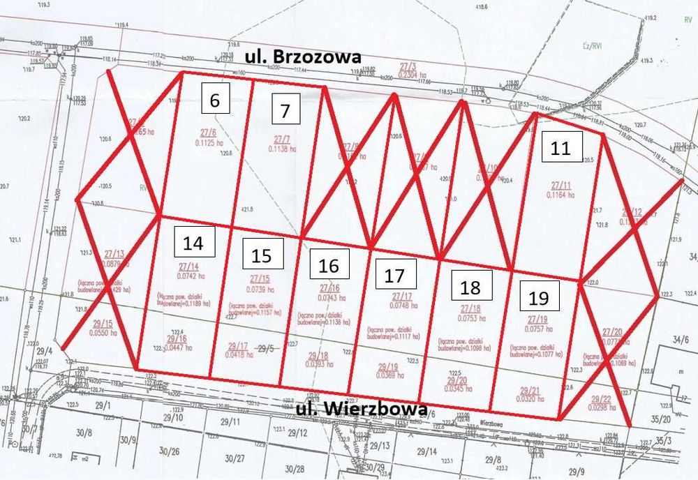 Działka budowlana 1077 - 1189 m²  Poddębice ul. Wierzbowa i Brzozowa - Widok 3