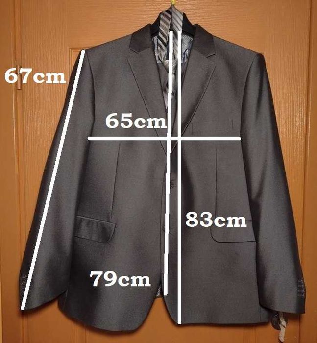 *_* GARNITUR męski szary stalowy wzrost ok. 180cm