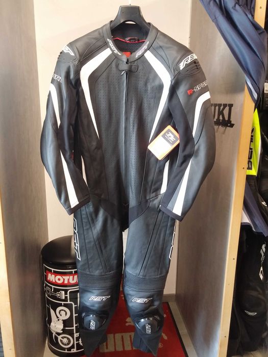 Kombinezon motocyklowy jednoczęściowy RST R-SPORT CE BLACK/WHIT skóra