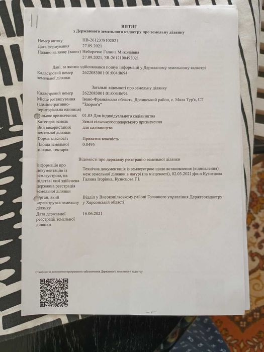 "Дачна Земельна ділянка. Будинок. Дача- Мала Тур'я"