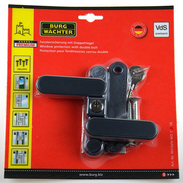 Zabezpieczenie okna WinSafe WD 3 ANT SB niemieckiej firmy Burg Wachter