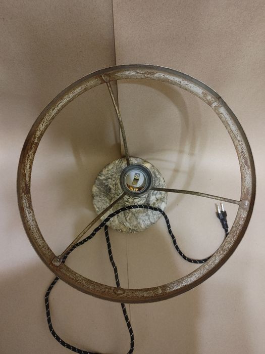 Настольная лампа мраморная с зелёным абажюром Сталинский ампир СССР