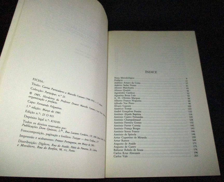 Livro Cartas Particulares a Marcello Caetano 1º Volume