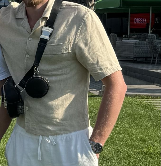 Лляне поло Zara бежевого кольору