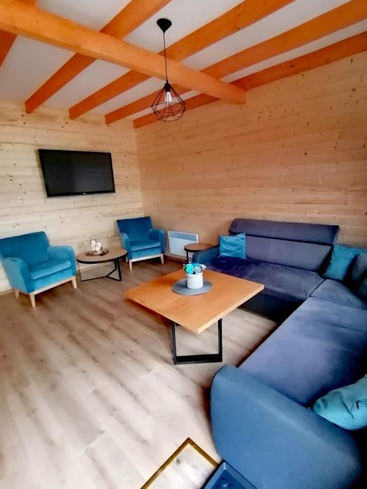 Domek z gorącą balią jacuzzi oraz sauną  Kaszuby staw,