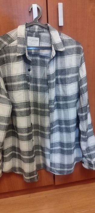 Camisa flanela cinza e branca Primark M