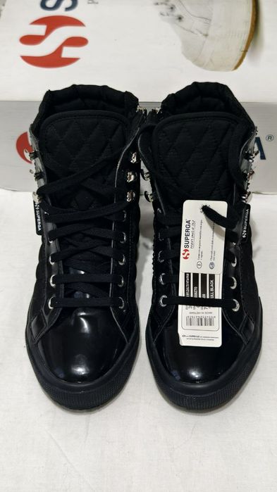 Superga 2260 Quilted Black высокие кеды (Италия) 38рр 24.6см
