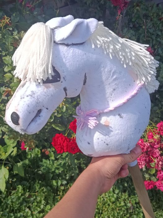 HAND MADE Hobby Horse SIWEK JABŁKOWITY z kijem! OKAZJA jak nowy
