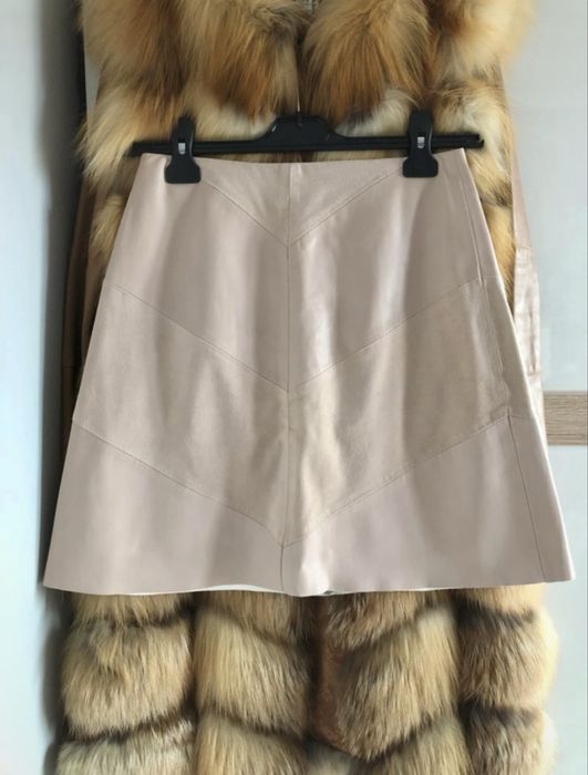 Spódnica Zara basic XS skóra zamsz pudrowy róż