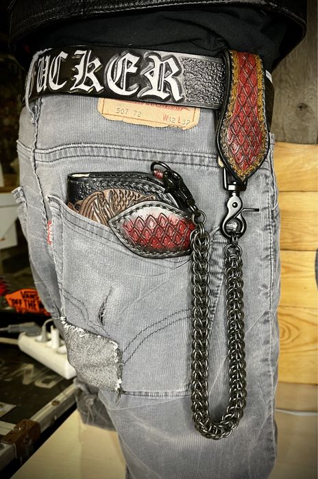 Portfel hand made motocyklowy z łańcuchem
