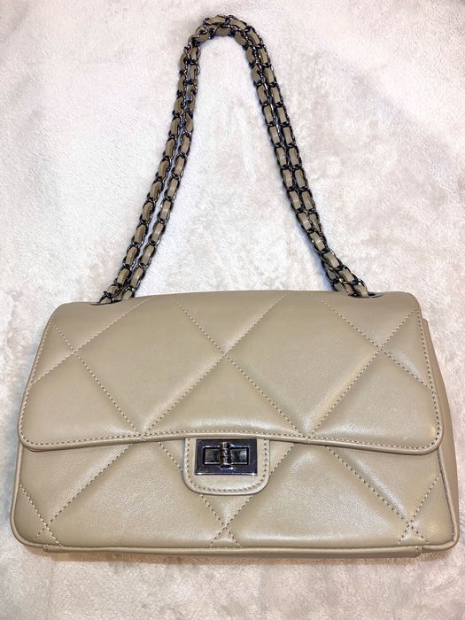 Сумка Borse in Pelle Италия из натуральной кожи бежевая