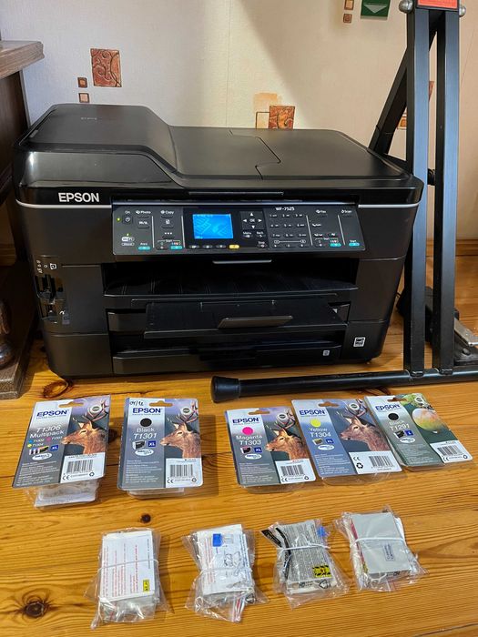 Drukarka EPSON WF-7525 A3 plus tusze XL T1306 T1301 i T1303 T1304 T1291 | BDB