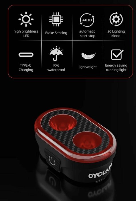 Inteligentn lampka rowerowa (tylna)